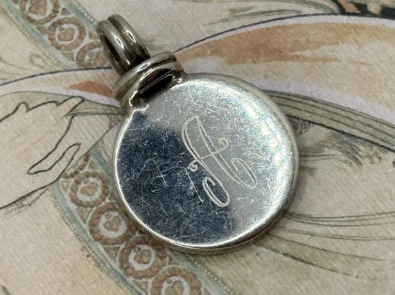 Vintage Solid Sterling Silver Initial “A” Round P… - image 1