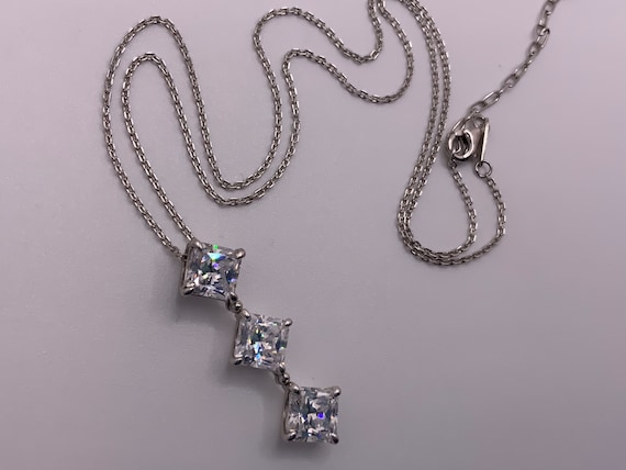 スターリングシルバー キュービックジルコニア プリンセスカット 3 