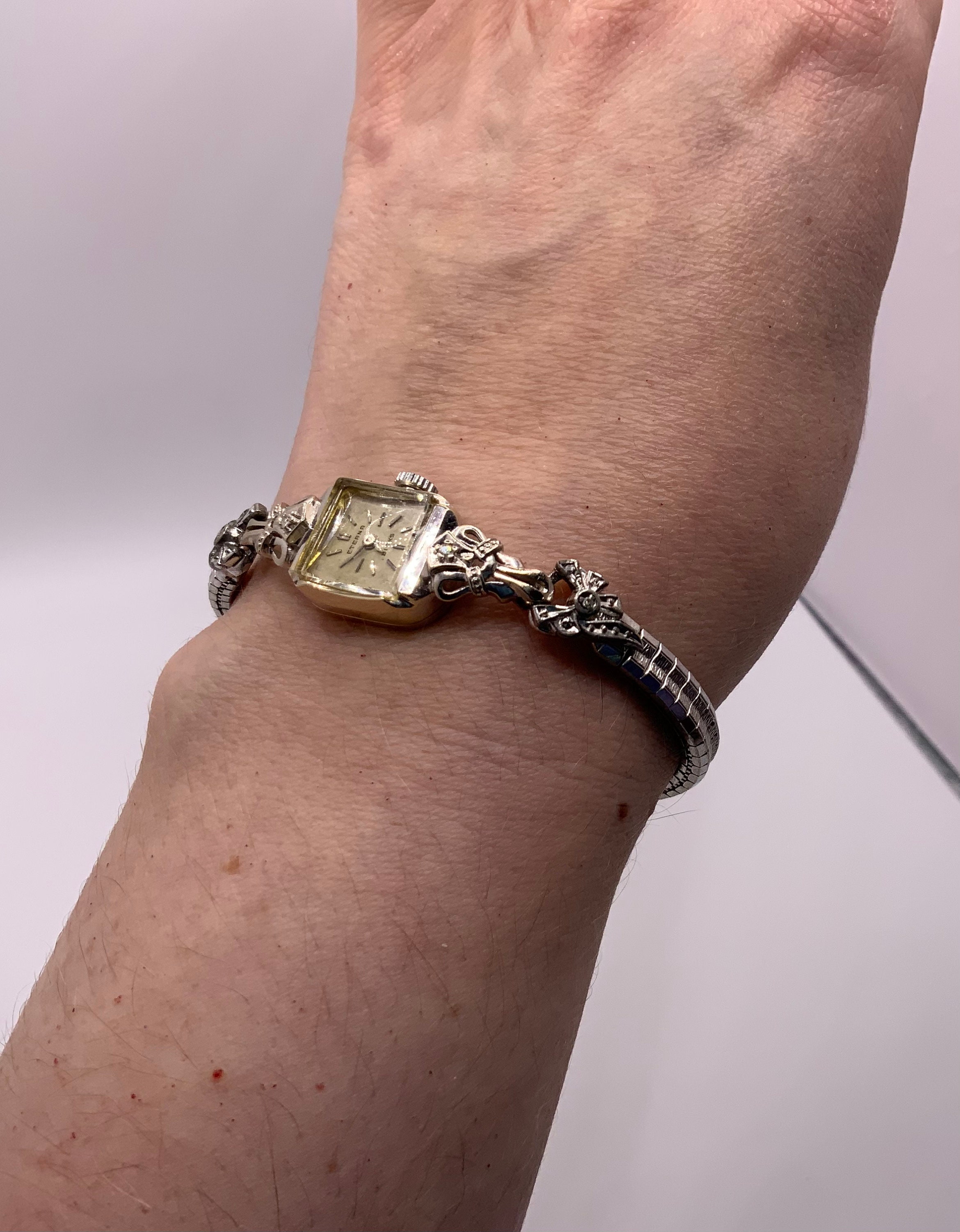 人気No.1 Vintage 1950s 14K White Gold and Diamond ETERNA Birks Ladies アンティーク雑貨