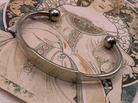 Vintage Solid Sterling Silver ID Cuff Bangle Brac… - image 1