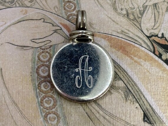 Vintage Solid Sterling Silver Initial “A” Round P… - image 3