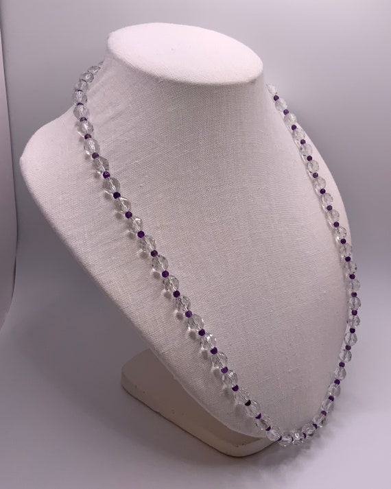 Vintage Upcycled 1950s Crystal and Amethyst Neckl… - image 2
