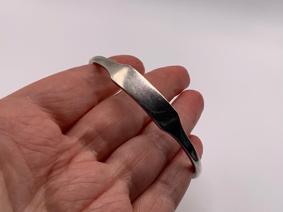 Vintage Solid Sterling Silver ID Cuff Bangle Brac… - image 5