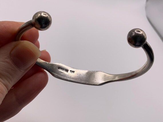 Vintage Solid Sterling Silver ID Cuff Bangle Brac… - image 2