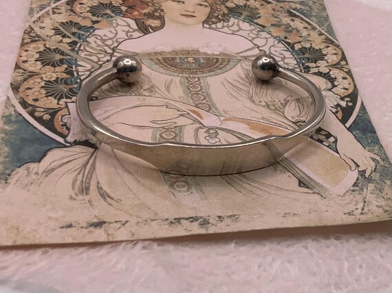 Vintage Solid Sterling Silver ID Cuff Bangle Brac… - image 6