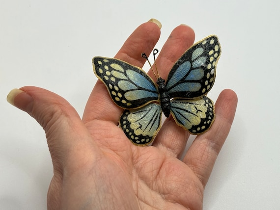 Vintage 1940s WEISS Butterfly Brooch - Enamel - R… - image 2