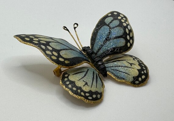 Vintage 1940s WEISS Butterfly Brooch - Enamel - R… - image 3