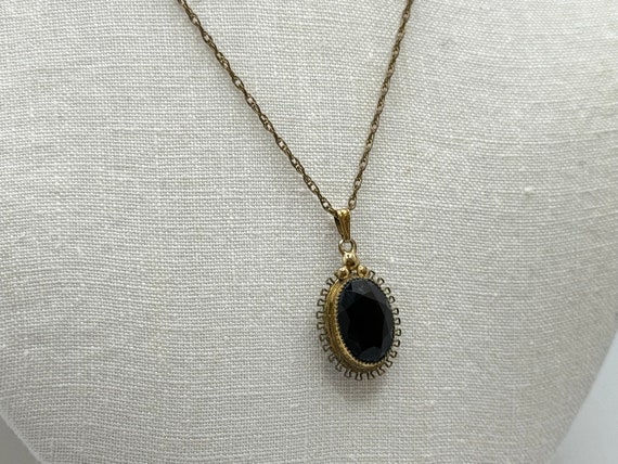 Vintage 1940s Gold Filled Pendant Necklace - Oval… - image 4