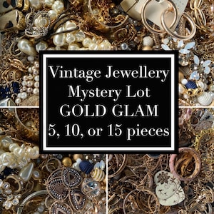 80s and 90s Jewellery Surprise Lot - Gold Glam - Gold Tone-Faux Pearl-Rhinestone - Vintage Lot - Custom Lot Wearable- Mystery Jewellery Lot