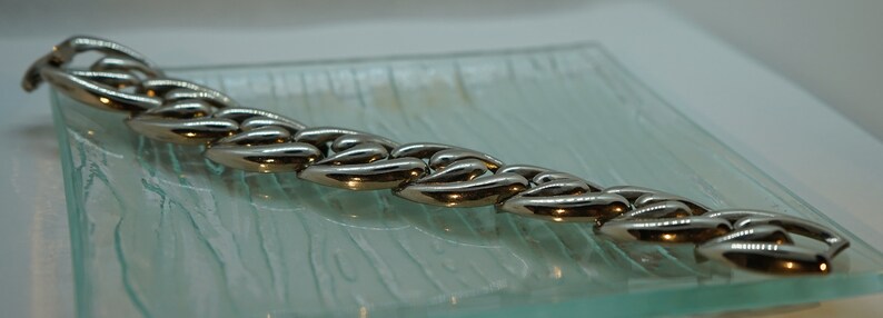 Vintage Art Nouveau 1940\u2019s Costume Silver Tone Fashion Statement Bracelet