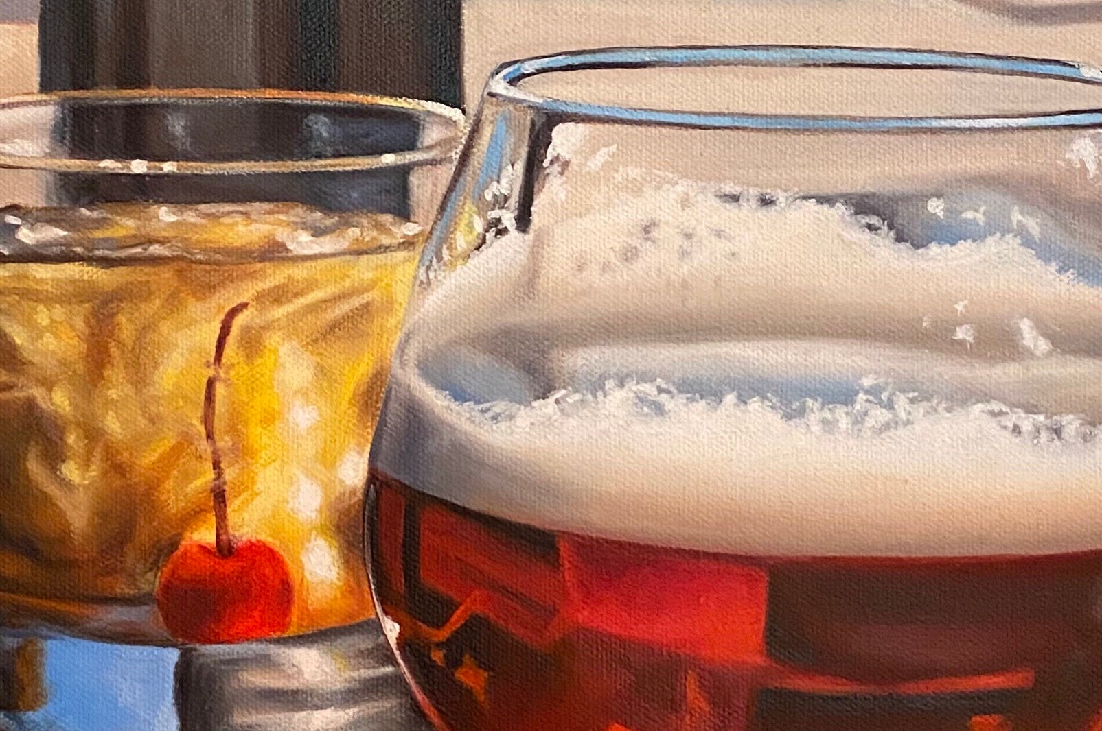 Beer Glass Painting Print. Octoberfest and Old Fashioned. Beer Etsy