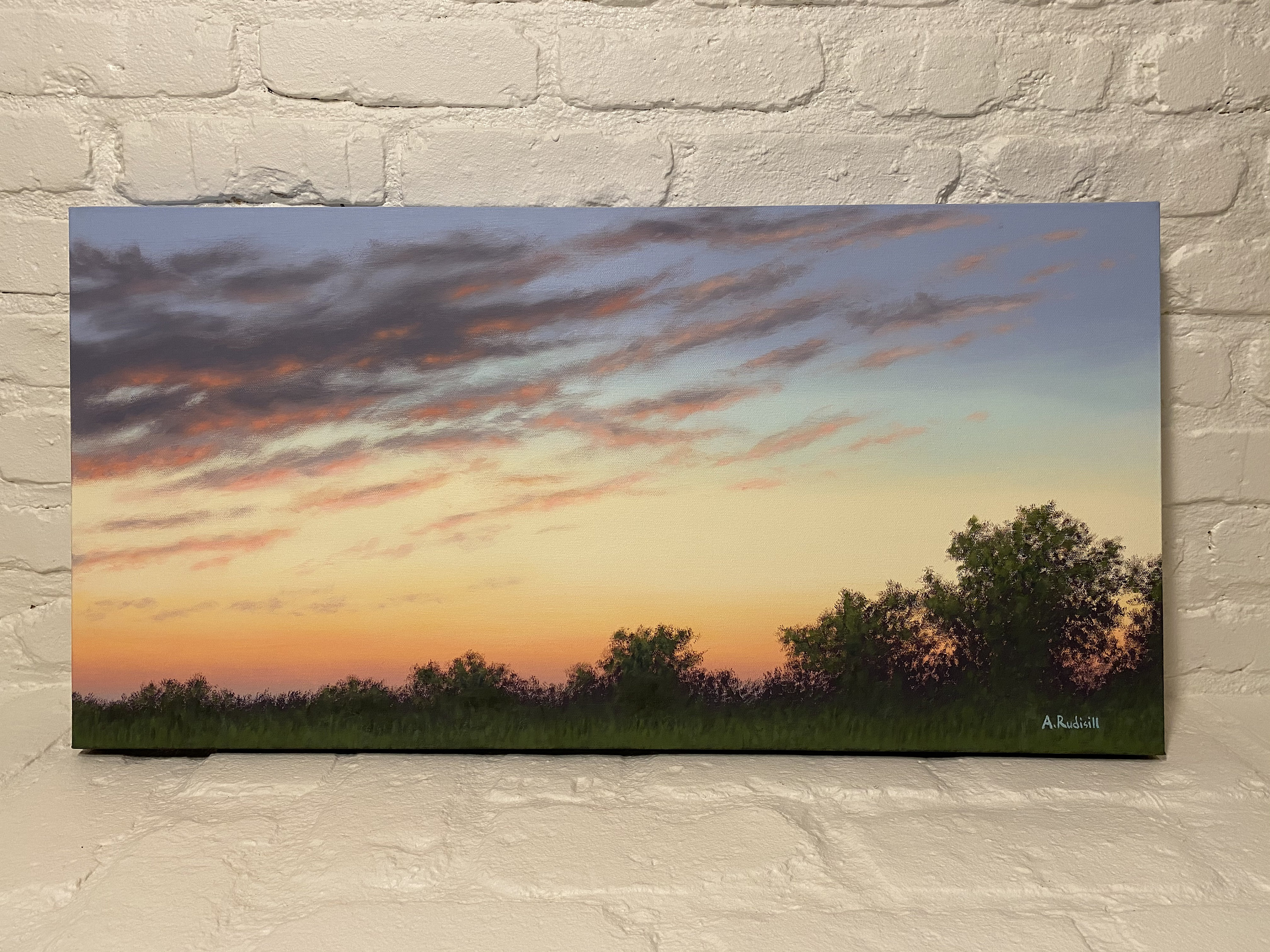 Cuadros De Puestas De Sol Paisaje de puesta de sol pintura al óleo original. Pintura al | Etsy