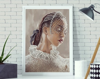 FKA Twigs Inspired Art - Poster Print - Fine Art Print - Cellophane - Mary Magdalene, FKA Twigs portrait illustration, wall art, home decor