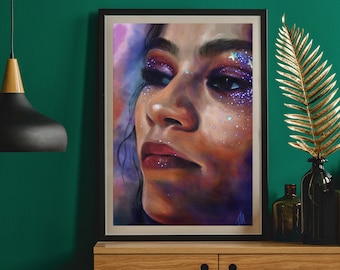 Euphoria Inspired Poster - Zendaya Art Print - by Teresa McDougal - TV, artwork, wall decor, actress, glitter, home decor, rue bennett