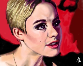 Edie Sedgwick Portrait Art Print - Fashion, 60s, gift, andy warhol, factory girl, original artwork, home decor, wall art, fashion, sixties