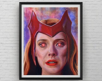 Wanda Maximoff Inspired Scarlet Witch Poster - Marvel Art Print - MCU, Avengers, wall art, home decor, WandaVision, TV Show, Wanda Headpiece