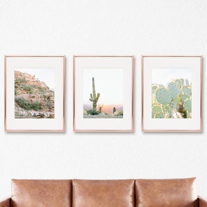 cactus print set of 3, tucson arizona wall art, saguaro print, botanical print, nature print, boho home decor, succulent art, gallery wall