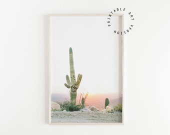 cactus print, printable wall art, boho wall art, saguaro cactus print, tucson arizona wall art, downloadable print, succulent wall art