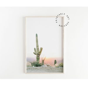 cactus print, printable wall art, boho wall art, saguaro cactus print, tucson arizona wall art, downloadable print, succulent wall art