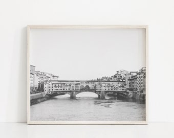 florence wall art, ponte vecchio italy photography, travel art print, large wall art, europe photo, home decor, statement art, arno river