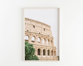 Impresión del coliseo, arte mural del coliseo de Roma, impresión de Italia, impresión de fotografías de viajes, decoración de pared minimalista, arte mural grande, arte de declaración