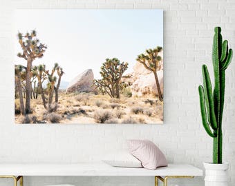 Arte de pared grande de árbol de Josué, arte de pared bohemio, decoración del suroeste, decoración boho, impresión de paisaje desértico, decoración boho, desierto de California, viajes