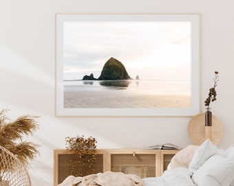 haystack rock landscape photography print taken in cannon beach, oregon | nature photography, original artwork