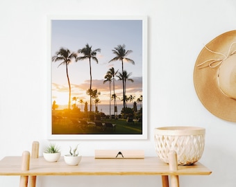 sunset wailea resort ocean photography print, maui hawaii travel wall art, nature photography, landscape art, ocean print, beach art print