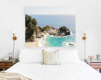 grote sur grote kunst aan de muur, mcway falls strand home decor, waterval muur decor, Californië muur kunst, grote sur print, oceaan print, cadeau voor haar