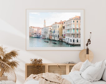 väggkonst Venedig Italien, väggkonst med gondol, kanaltryck med Venedig, väggkonst med Italien, resefotografitryck med Europa, stor väggkonst, gondoltryck