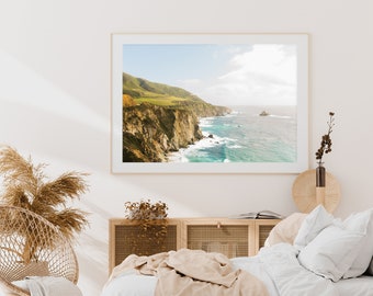 oceaan print, grote sur grote kunst aan de muur, grote sur fotografie, landschap home decor, reizen muur kunst, Californië kustlijn kunst print