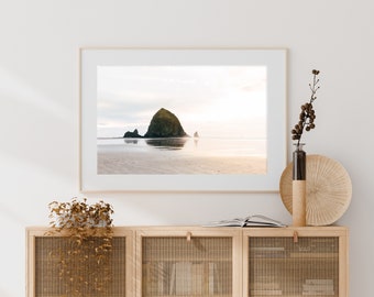 cannon beach wall art, haystack rock home decor, beach art print, oregon coast wall decor, beach print, ocean print beach art, gift for her