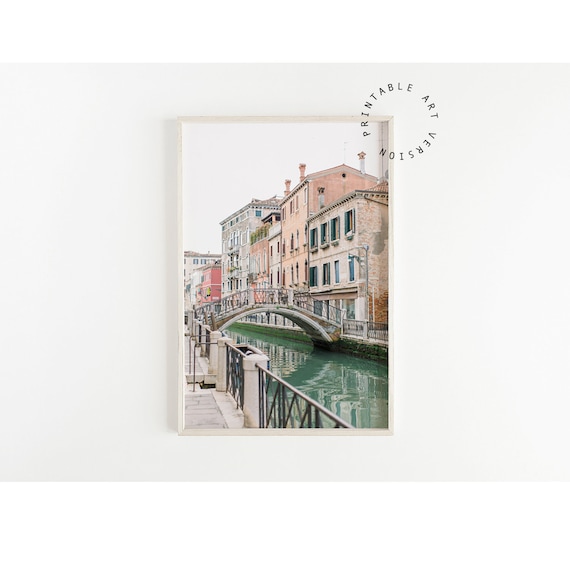 italy photography, venice canal bridge wall art print, pastel print, europe wall art, home decor, travel italy wall art, printable wall art