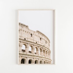 Fotografía de Roma, arte mural del Coliseo de Roma, impresión de Italia, impresión de fotografías de viajes, decoración de pared minimalista, arte mural grande, arte de declaración beige imagen 2