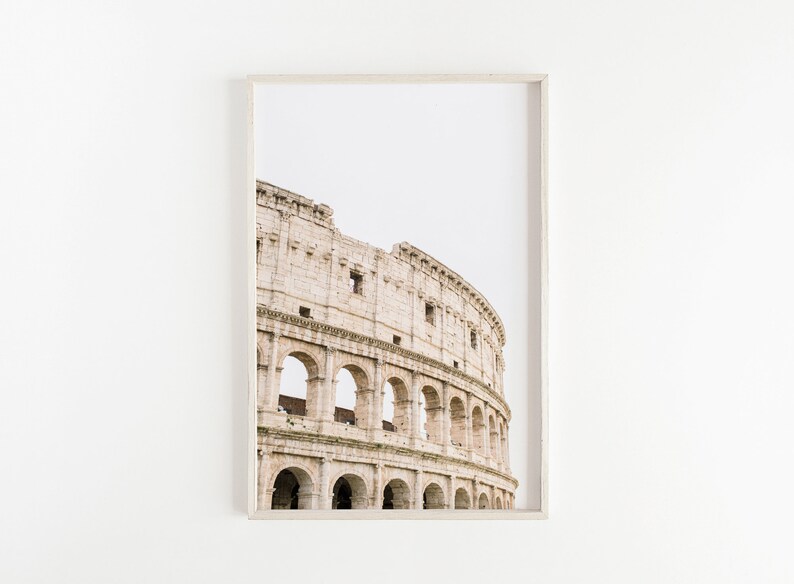 Fotografía de Roma, arte mural del Coliseo de Roma, impresión de Italia, impresión de fotografías de viajes, decoración de pared minimalista, arte mural grande, arte de declaración beige imagen 2