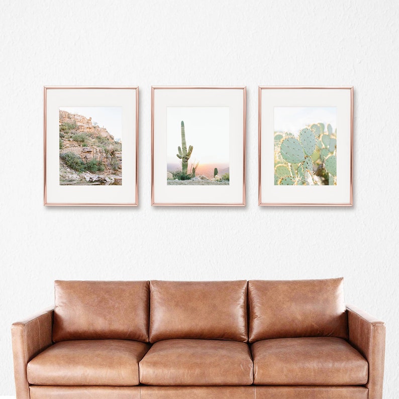 cactus print set of 3, tucson arizona wall art, saguaro print, botanical print, nature print, boho home decor, succulent art, gallery wall image 1