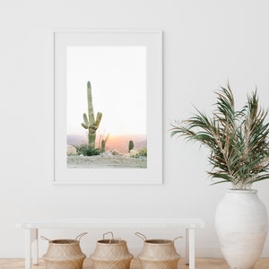 cactus print, boho wall art, saguaro cactus print, tucson arizona wall art, travel large wall art, botanical, succulent wall art image 3