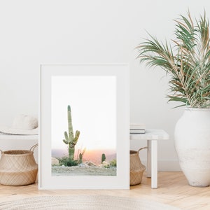 cactus print, boho wall art, saguaro cactus print, tucson arizona wall art, travel large wall art, botanical, succulent wall art image 2