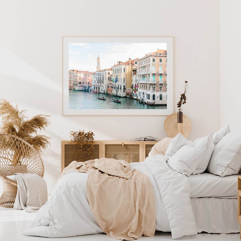 venice italy wall art, gondola wall art, venice canal print, italy wall art, europe travel photography print, large wall art, gondola print image 1