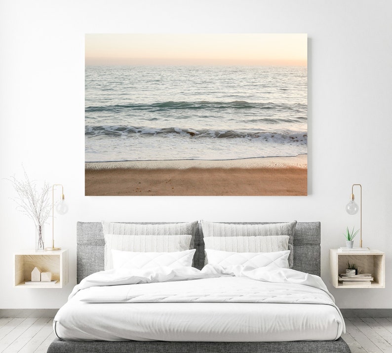 Beach wall art pastel ocean print waves decor sunset beach Etsy