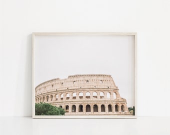 Impresión del coliseo, fotografía de Roma, impresión de Italia, decoración de viajes, decoración de pared minimalista, arte de pared grande, impresión de arte llamativo, decoración beige
