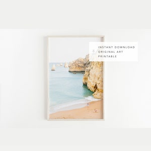 beach wall art print, ocean home decor, travel large wall art, lagos portugal photo, europe print, algarve digital download, printable art