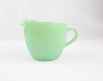 A 'Jane Ray' Creamer - Jadeite Green - Fire-King - Creamer - Add-on Fire-King Jadeite Accessory - Creamer Only