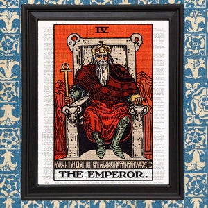 The Emperor Tarot Card Art Print Major Arcana Gothic home Decor Occult Art Rider Waite Smith Tarot Deck Alchemy Poster Occult Illustration image 1