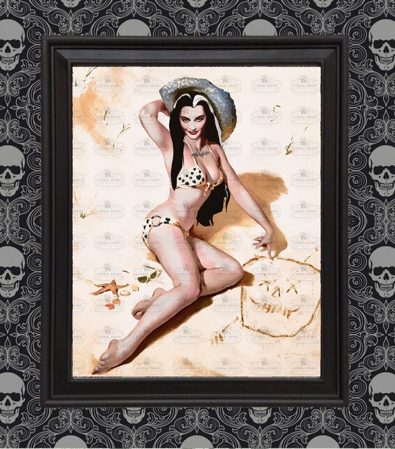 Lily Munster At The Beach Weiß Bikini Schwarze Herzen Etsy