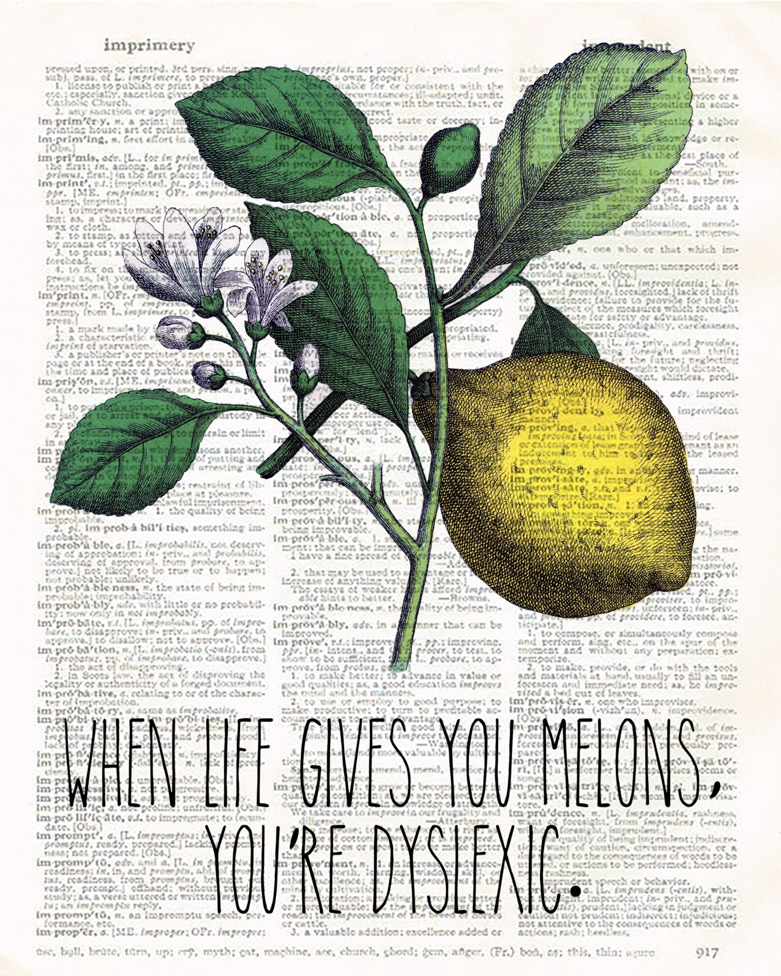 When Life Gives You Melons You're Dyslexic Food Puns Art Etsy