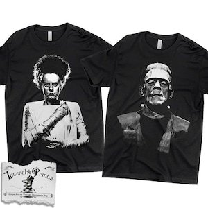 Frankenstein Couple 2-Pack Premium Tees, Universal Classic Horror,Goth Couple Gifts, Scary Movie Clothing, High Quality Next Level 3600