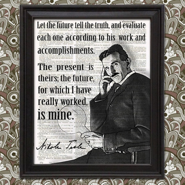 Nikola Tesla Science Poster - Wall Art Quote, Geeky Gift, Electrician Gift, Nerdy Home Decor, gift for men, Science art decor Geekery