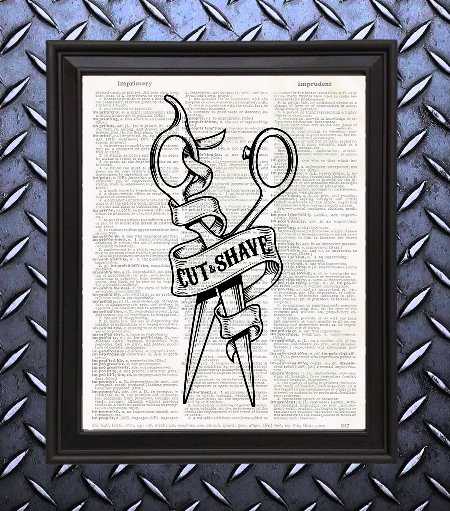Cut & Shave Scissors Barber Shop Wall Art Old School - Etsy