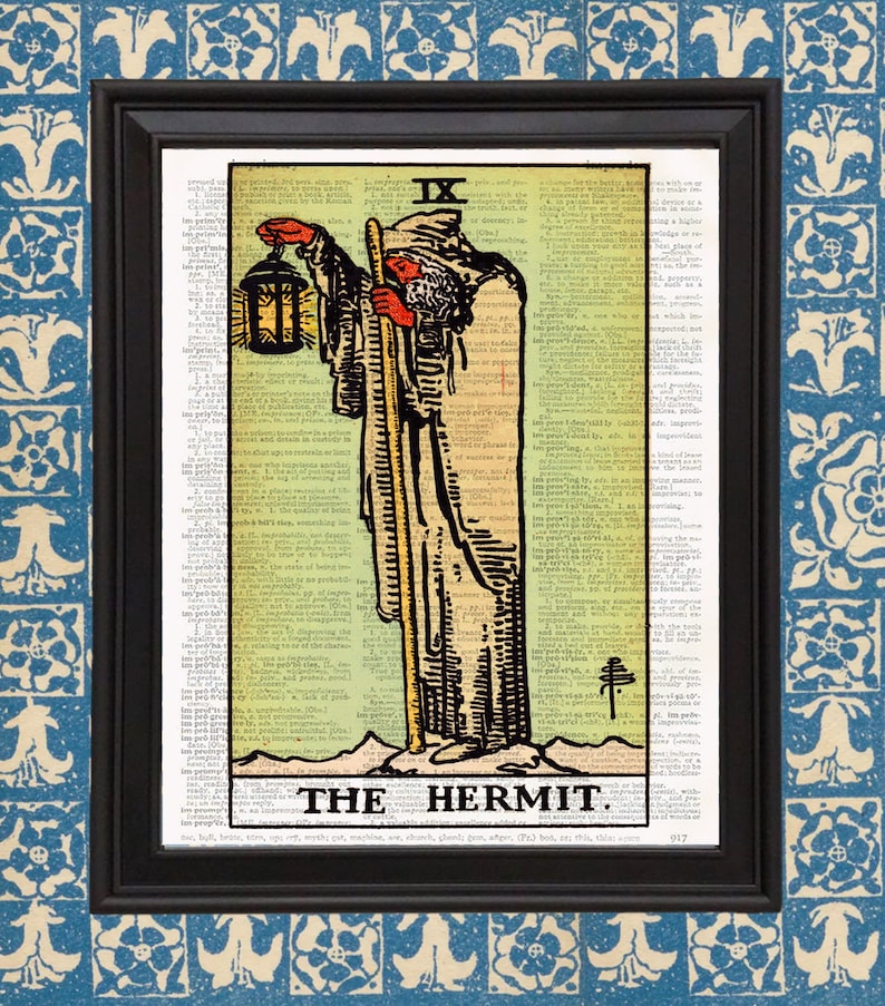 The Hermit Tarot Card Art Print Major Arcana Gothic home Decor Occult Art Rider Waite Smith Tarot Deck Alchemy Poster Occult Illustration image 1